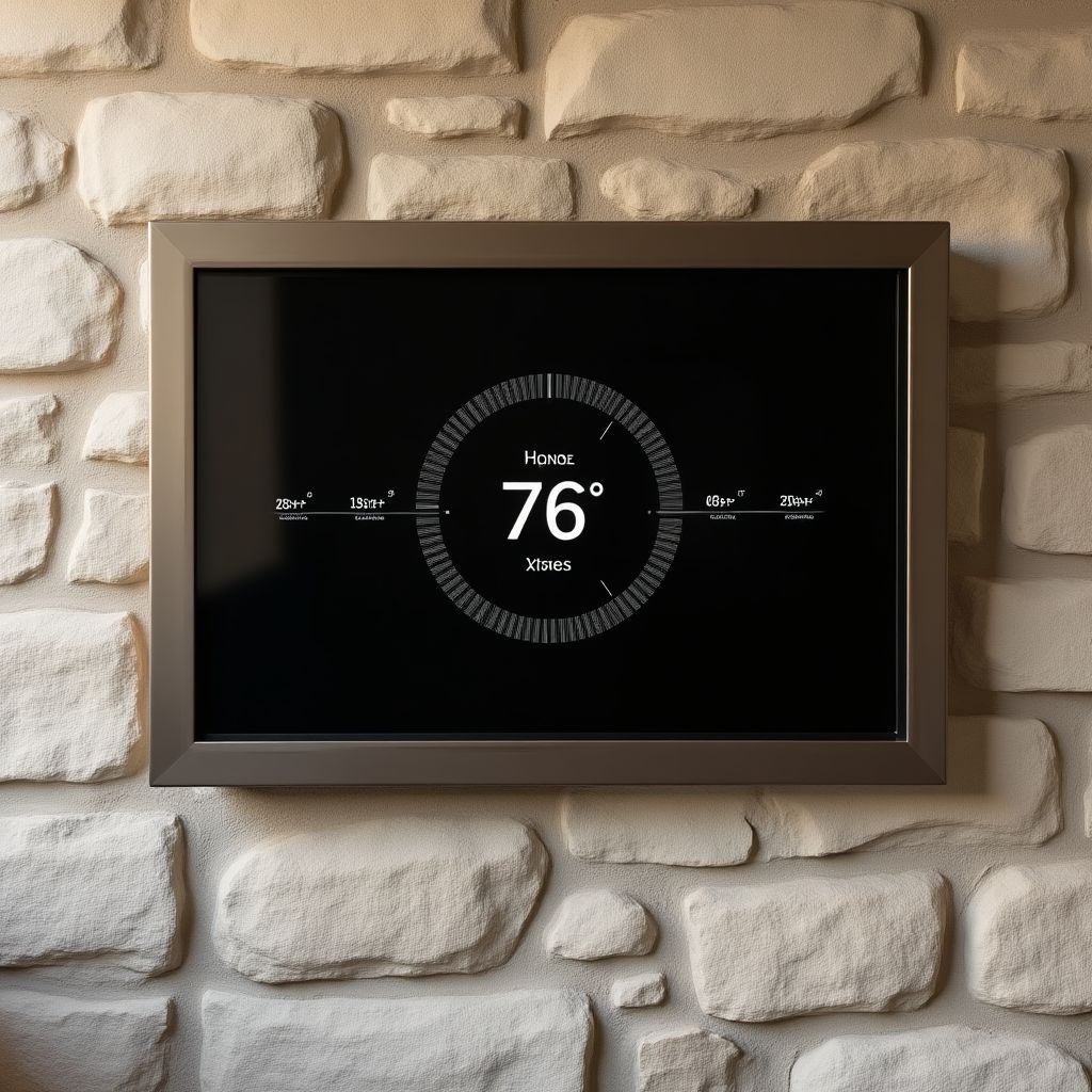 Tablette de contrôle domotique intégrée dans un mur ancien