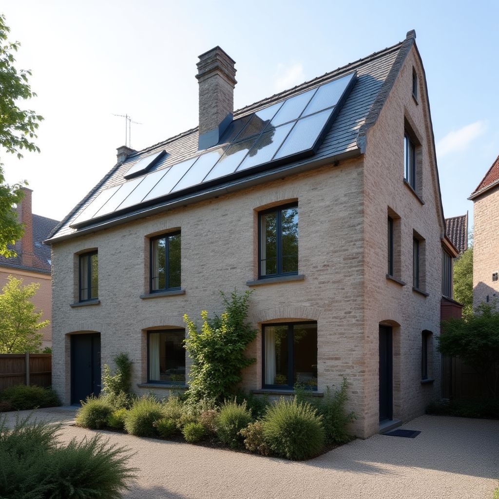Façade brugeoise avec technologie solaire discrète