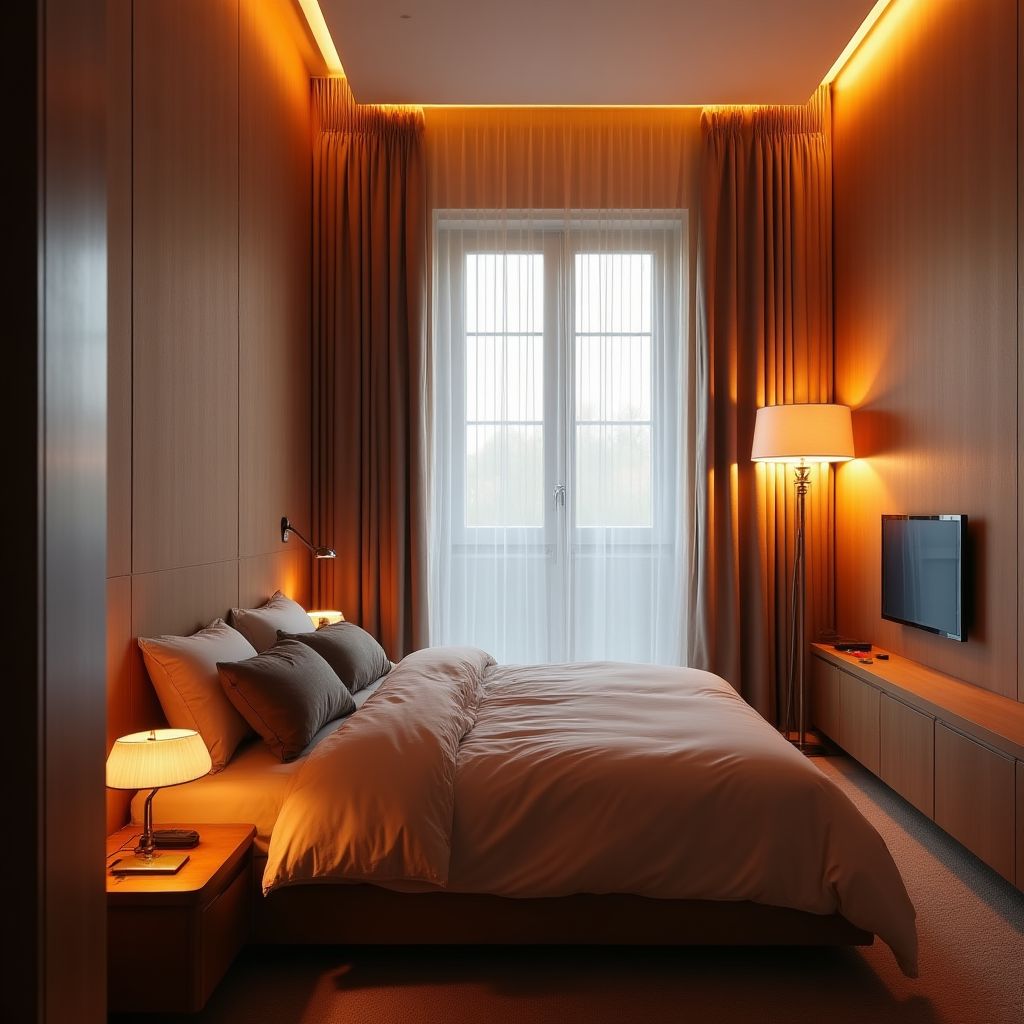Chambre avec système domotique complet